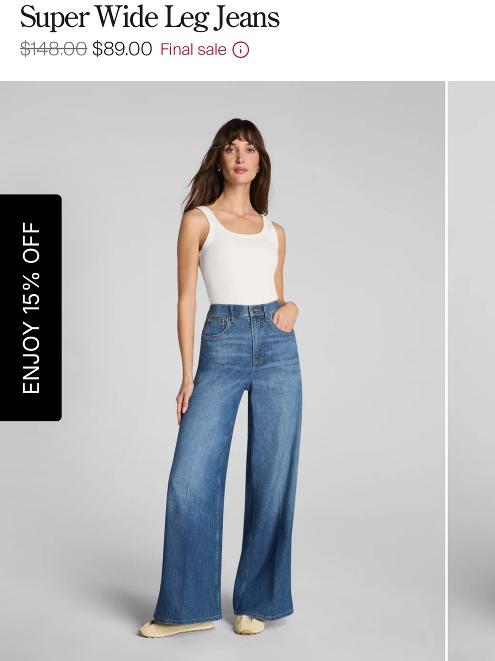 SPANX Blue Super Wide-Leg Jeans